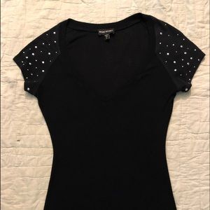 Liz black knit short sleeve with studs on sleeve